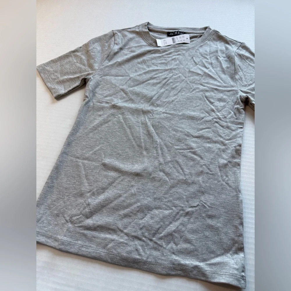 NWT J. Crew Refined Rib Elbow-Sleeve T-Shirt Heather Gray Silver Size S C1023 - Picture 6 of 15